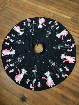 vintage 1950s Marpole Kitties border print skirt