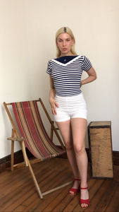 vintage 1950s nautical t-shirt {xxs}