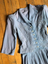 Load image into Gallery viewer, vintage 1930s blue rayon dress set {s}