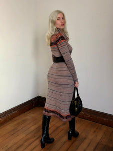 vintage 1970s knit turtleneck dress {m}