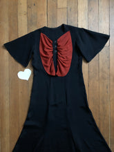 Load image into Gallery viewer, vintage 1930s black and orange dress