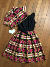 Load image into Gallery viewer, vintage 1950s floral rose print dress set