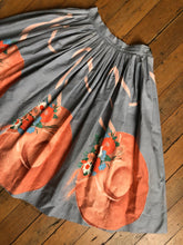 Load image into Gallery viewer, vintage 1950s hat print skirt {xs}