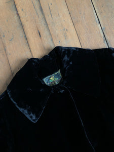 vintage 1950s black velvet swing coat {m}