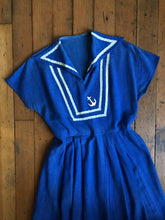Load image into Gallery viewer, vintage 1940s nautical linen dress {S}