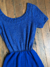Load image into Gallery viewer, vintage 1950s blue knit dress {L}