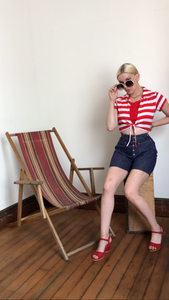 MARKED DOWN vintage 1970s striped crop top {M/L}
