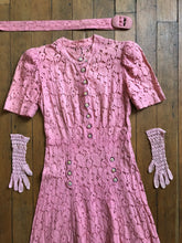 Load image into Gallery viewer, vintage 1930s pink lace dress set