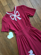 Load image into Gallery viewer, vintage 1940s pink wool novelty dress