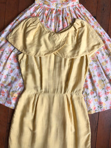 vintage 1950s yellow novelty collar dress {m}