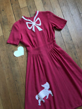 Load image into Gallery viewer, vintage 1940s pink wool novelty dress