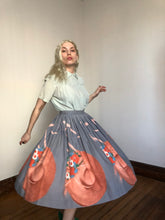 Load image into Gallery viewer, vintage 1950s hat print skirt {xs}