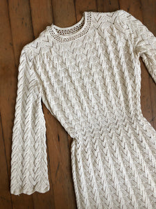 vintage 1930s cream knit dress {xs-l}