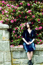 Load image into Gallery viewer, vintage 1930s blue velvet dress