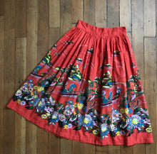 Load image into Gallery viewer, RARE vintage 1950s Japanese inspired scene border print skirt