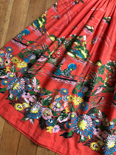 Load image into Gallery viewer, RARE vintage 1950s Japanese inspired scene border print skirt
