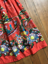 Load image into Gallery viewer, RARE vintage 1950s Japanese inspired scene border print skirt