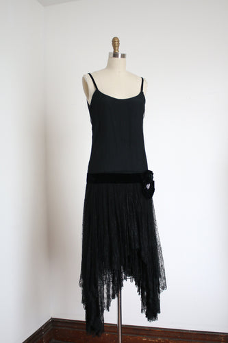 MARKED DOWN vintage 1920s black party dress {xs}