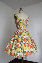 Load image into Gallery viewer, vintage 1950s lemons &amp; oranges dress {xs}