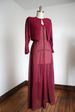 Load image into Gallery viewer, vintage 1930s magenta gown set {m}