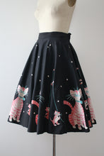 Load image into Gallery viewer, vintage 1950s Marpole Kitties border print skirt