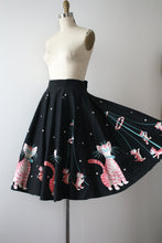 Load image into Gallery viewer, vintage 1950s Marpole Kitties border print skirt