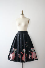 Load image into Gallery viewer, vintage 1950s Marpole Kitties border print skirt