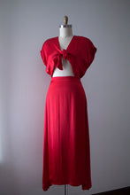 Load image into Gallery viewer, vintage 1940s red liquid satin dress