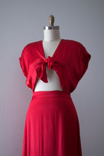 Load image into Gallery viewer, vintage 1940s red liquid satin dress
