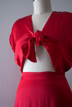 Load image into Gallery viewer, vintage 1940s red liquid satin dress