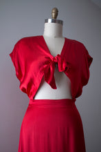 Load image into Gallery viewer, vintage 1940s red liquid satin dress
