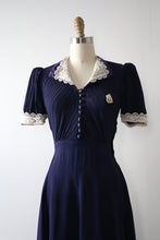 Load image into Gallery viewer, vintage 1930s blue rayon dress