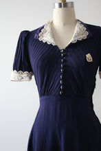 Load image into Gallery viewer, vintage 1930s blue rayon dress