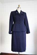Load image into Gallery viewer, MARKED DOWN vintage 1950s navy blue skirt suit {m}
