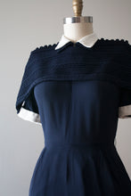 Load image into Gallery viewer, vintage 1940s navy button dress