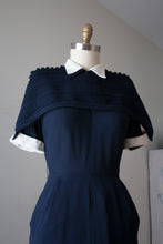 Load image into Gallery viewer, vintage 1940s navy button dress