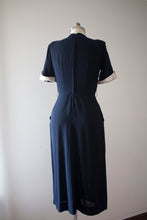 Load image into Gallery viewer, vintage 1940s navy button dress
