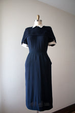 Load image into Gallery viewer, vintage 1940s navy button dress