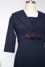 Load image into Gallery viewer, vintage 1960s navy wiggle dress {S}
