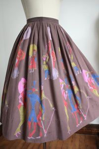 vintage 1950s border print skirt {xs}