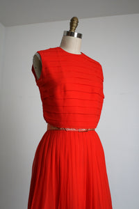 MARKED DOWN vintage 1960s orange chiffon dress {s}