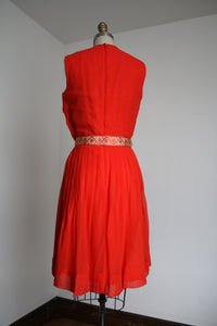 MARKED DOWN vintage 1960s orange chiffon dress {s}