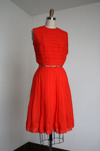 MARKED DOWN vintage 1960s orange chiffon dress {s}
