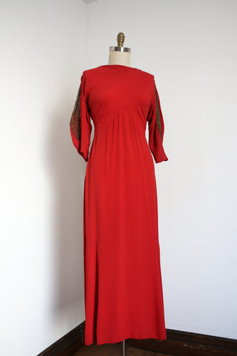 MARKED DOWN vintage 1930s orange rayon gown