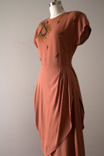 Load image into Gallery viewer, vintage 1940s beaded rayon dress