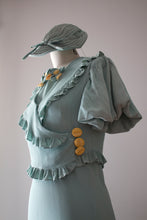 Load image into Gallery viewer, vintage 1930s pale blue bias cut dress set with hat