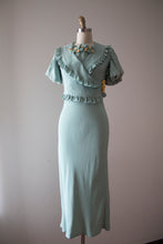 Load image into Gallery viewer, vintage 1930s pale blue bias cut dress set with hat