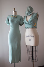 Load image into Gallery viewer, vintage 1930s pale blue bias cut dress set with hat