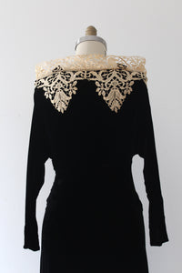 SALE vintage 1930s black velvet evening gown