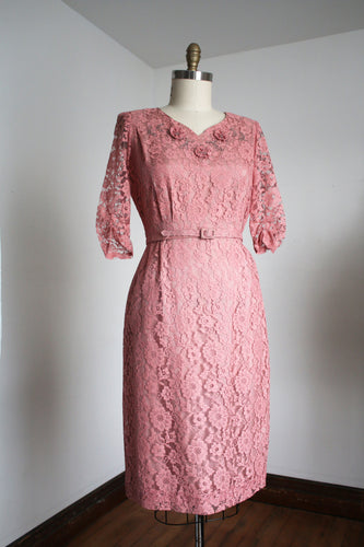 vintage 1950s pink lace dress {m}